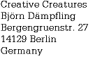 Creative Creatures Postal Address